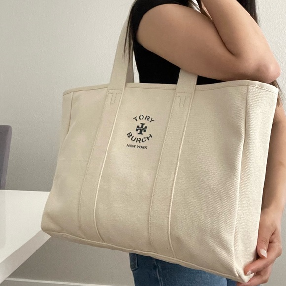 New✨authentic tory burch canvas tote shoulder bag - Picture 12 of 13